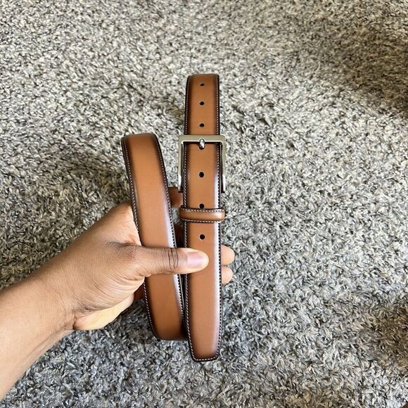 Perry Ellis Portfolio Genuine Leather Dress Belt Brown Size 40 39-46” Waist New - Picture 1 of 6